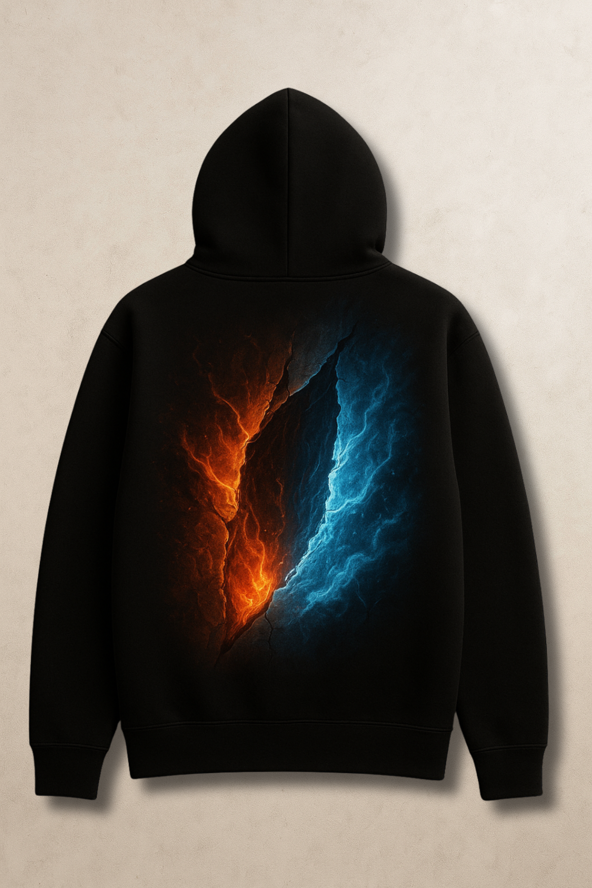 Inferno & Frost Hoodie – Fire and Ice Streetwear by Nickoz