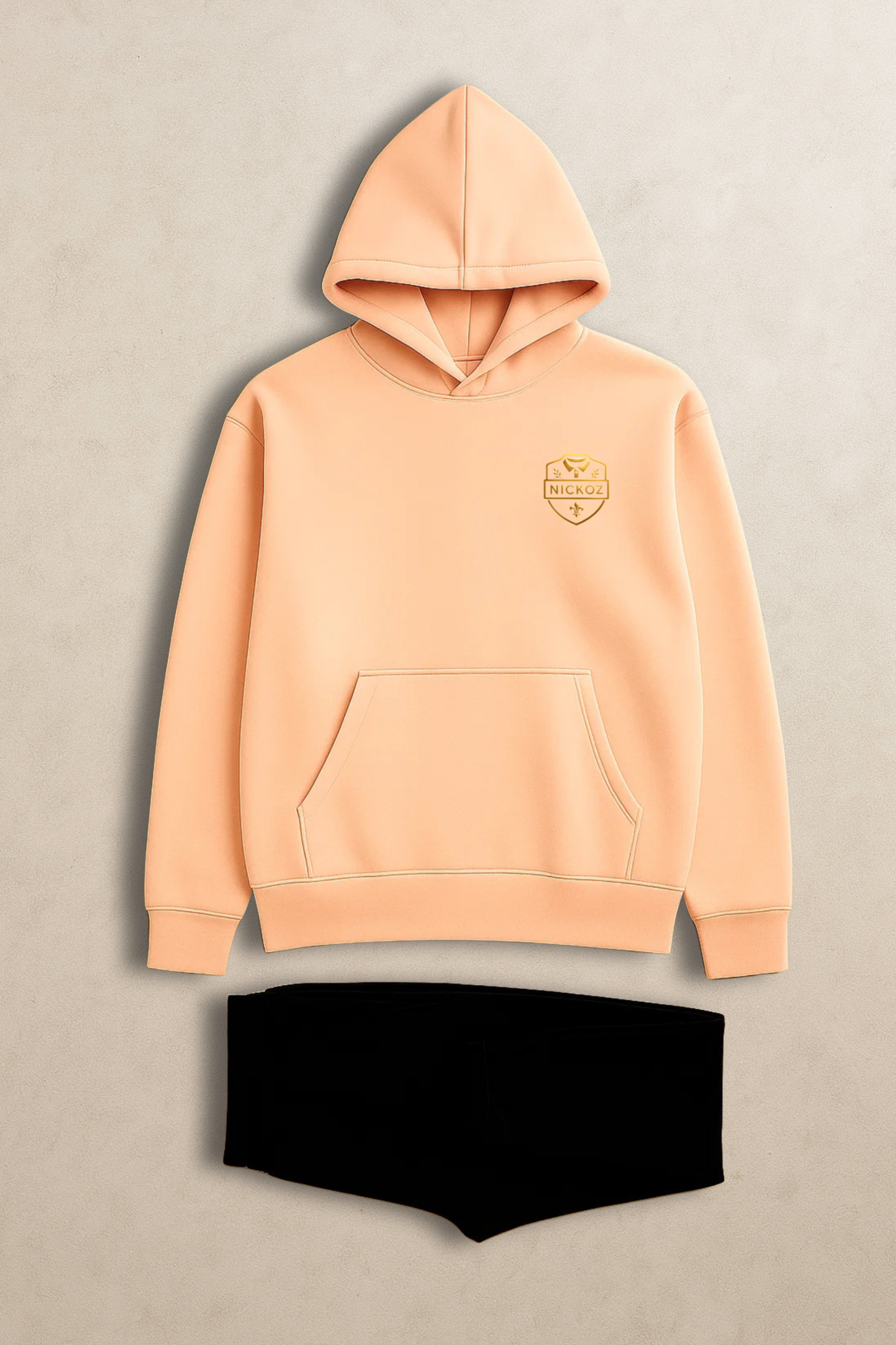 Nickoz Premium Peach & Black Tracksuit – Luxury Unisex Hoodie & Jogger Set