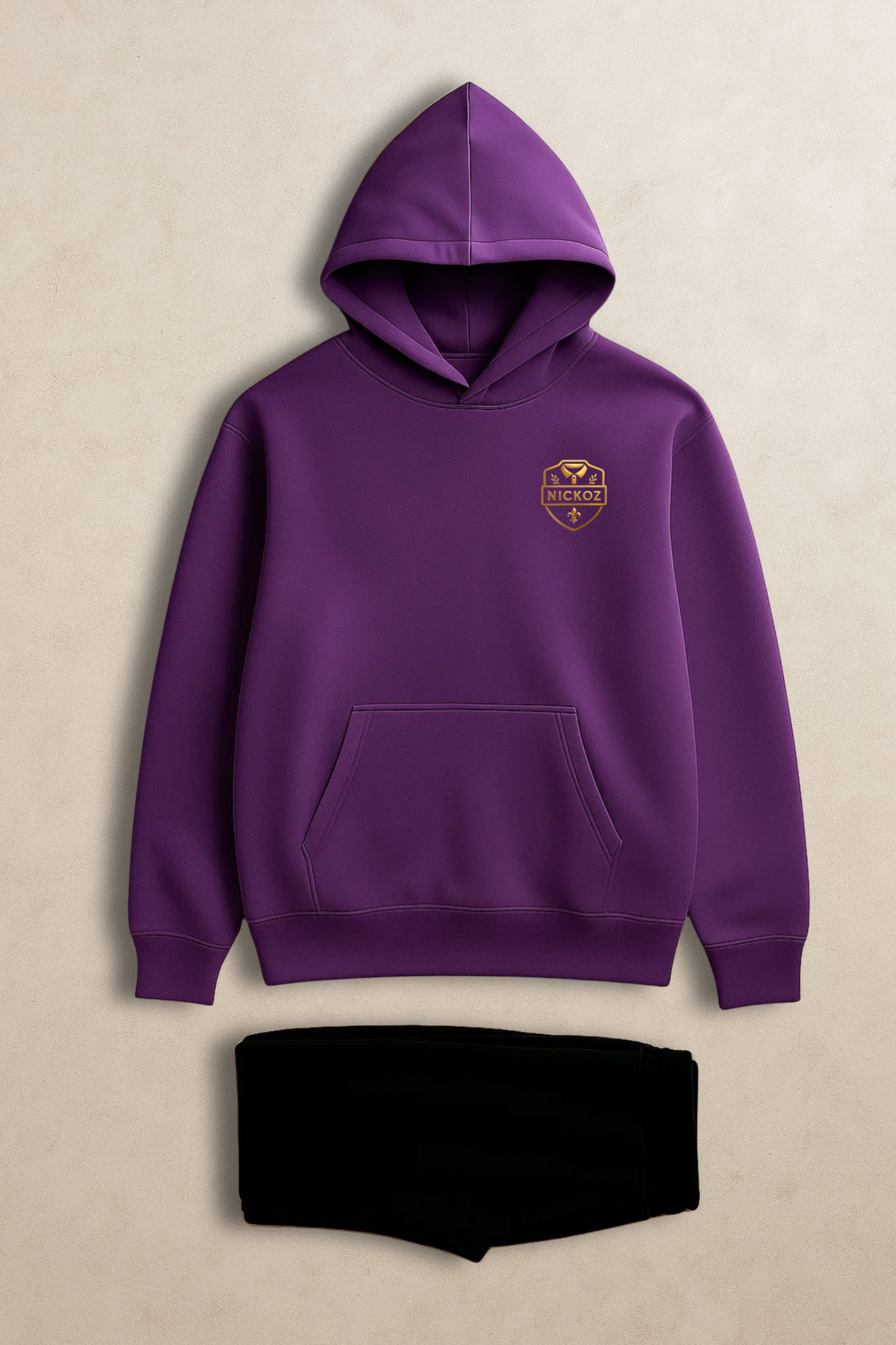 Nickoz Premium Purple & Black Tracksuit – Luxury Unisex Hoodie & Jogger Set