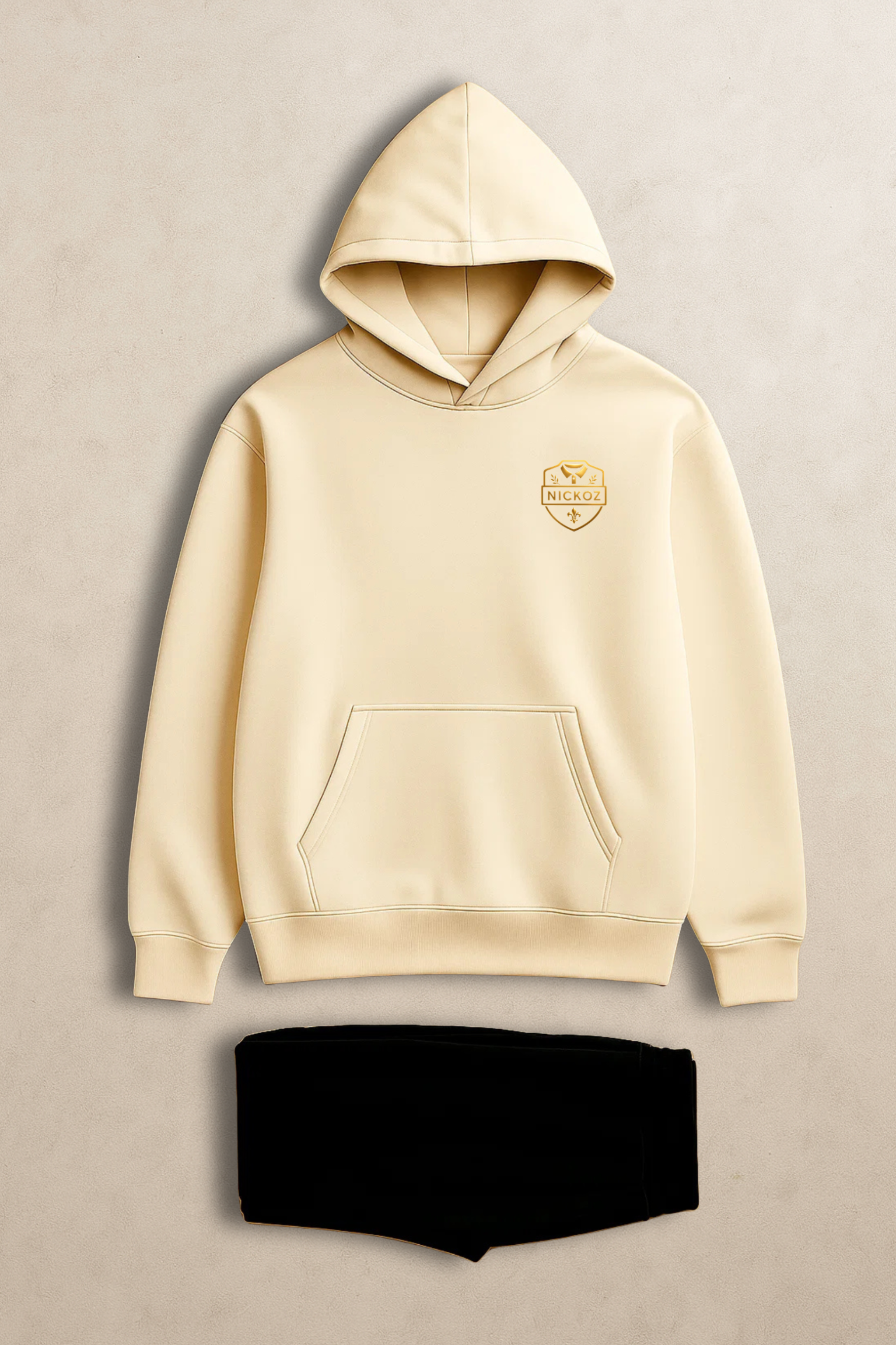 Nickoz Premium Cream & Black Tracksuit – Luxury Unisex Hoodie & Jogger Set