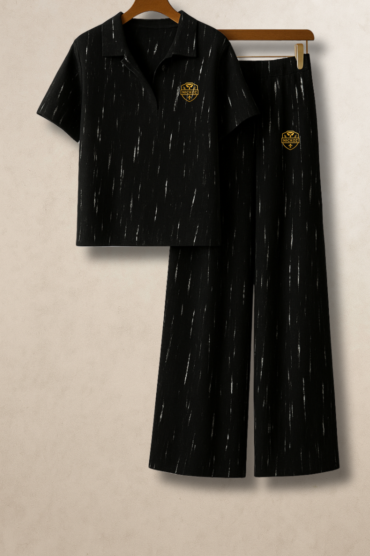 Nickoz Unisex Midnight Knit Tracksuit | Black Ribbed Premium Lounge Set